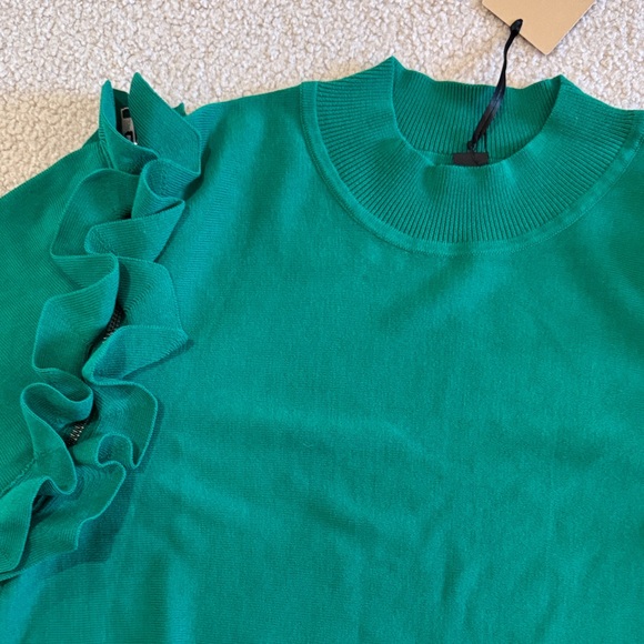 Halogen Emerald Green Ruffle-Shoulder Sweatshirt - Picture 2 of 6